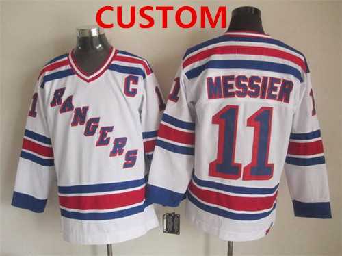 Mens New York Rangers Custom 1993 White Throwback CCM Jersey